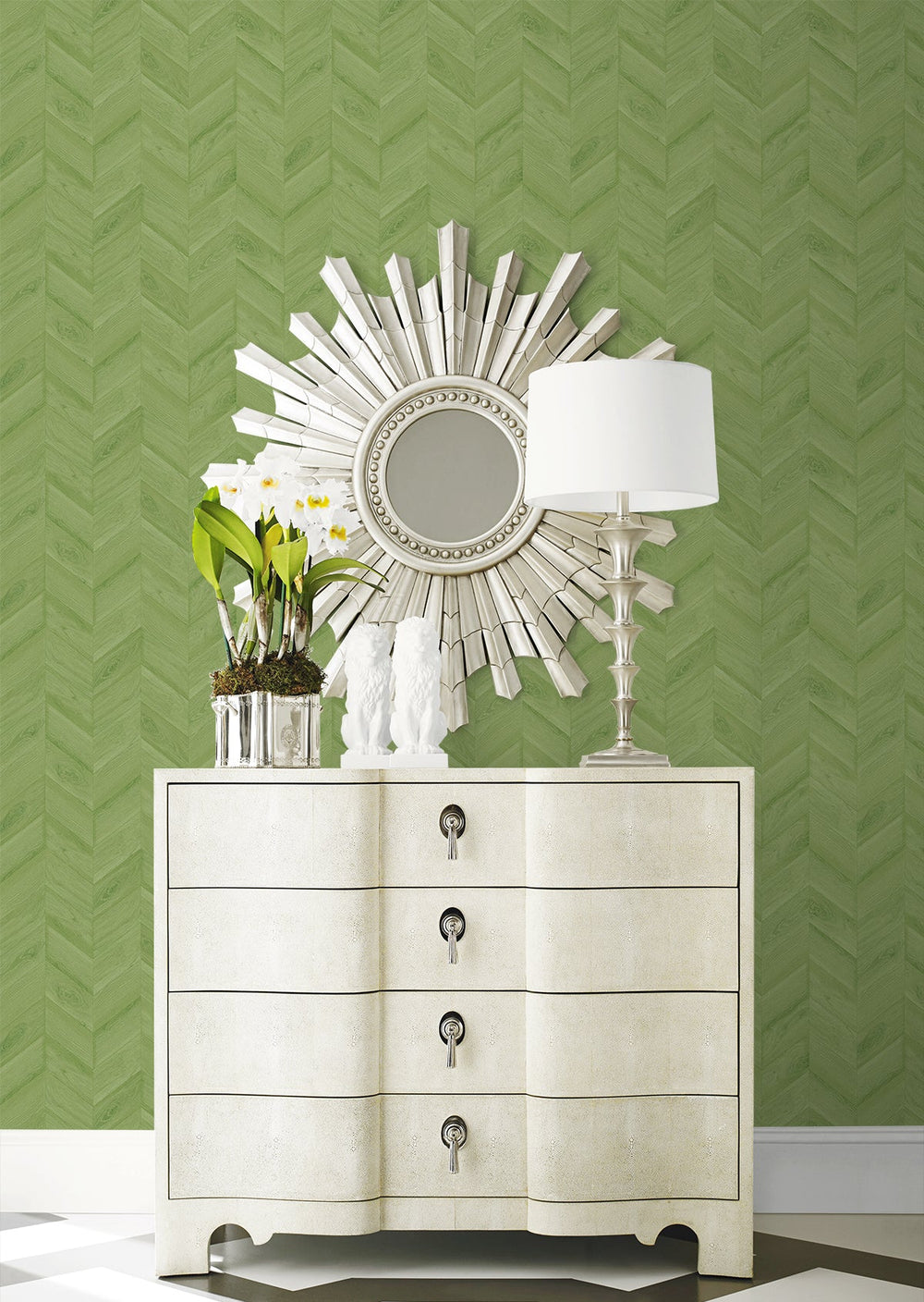 Keone Bay Chevron Summer Fern LN40804 by Lillian August Designer Wallpaper