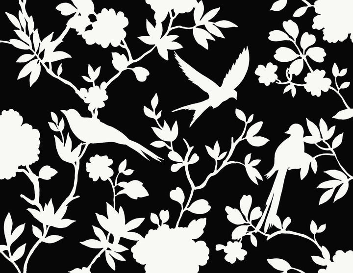 Kauai Bird Toile Inkwell LN40900 by Lillian August Designer Wallpaper