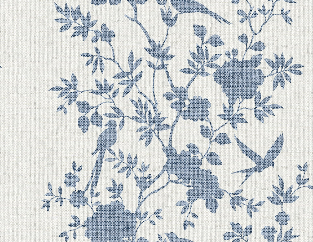 Aloha Bird Trail Denim Blue LN41002 by Lillian August Designer Wallpaper