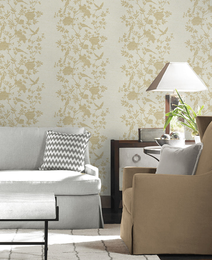 Aloha Bird Trail Golden LN41003 by Lillian August Designer Wallpaper