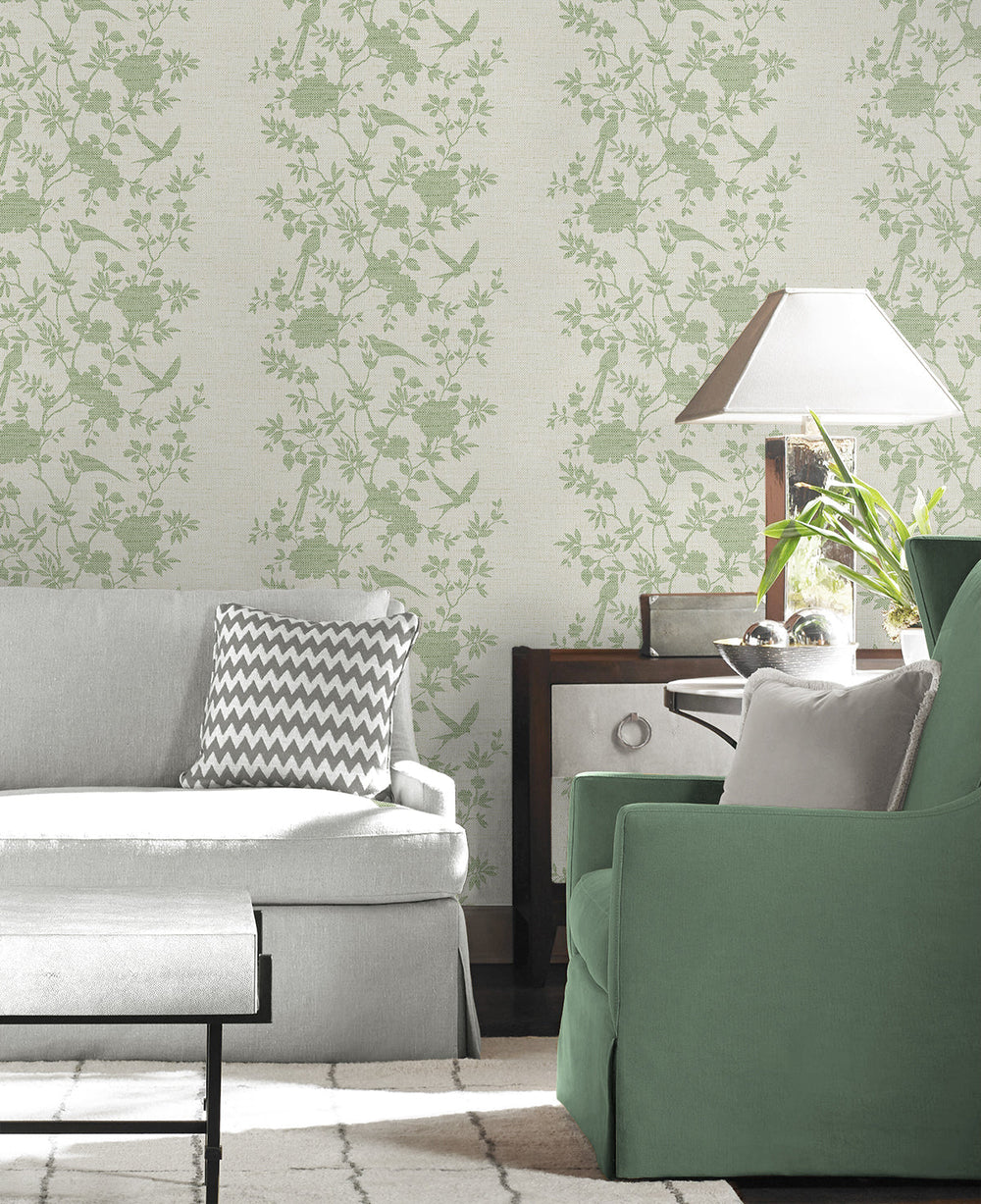 Aloha Bird Trail Green Ivy LN41004 by Lillian August Designer Wallpaper