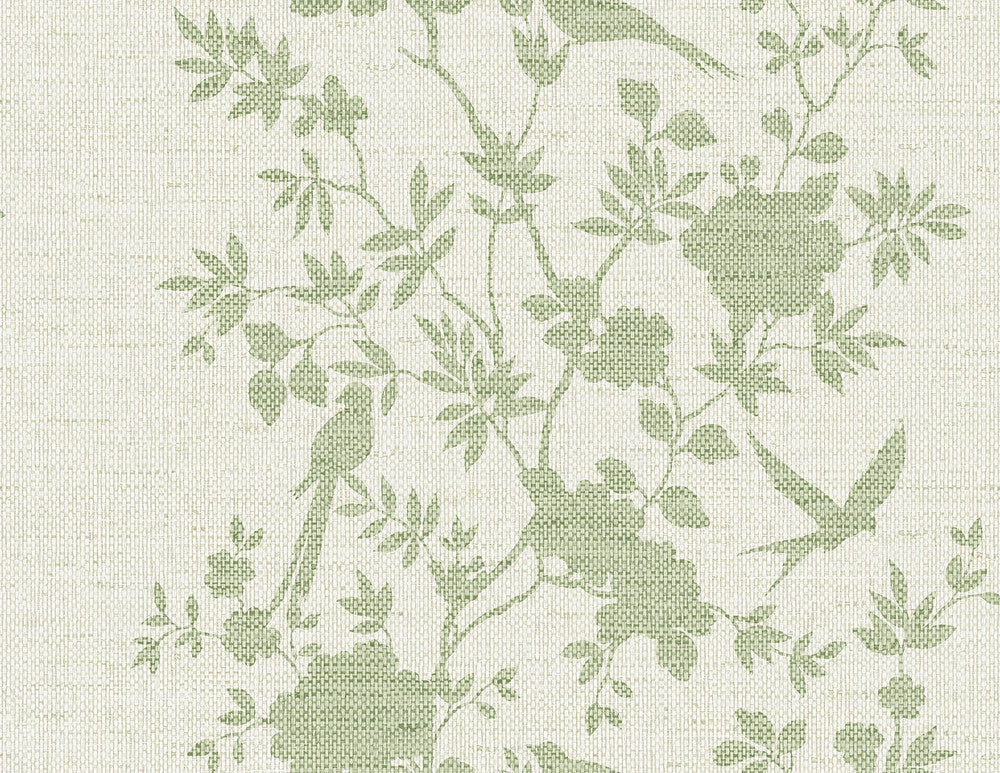 Aloha Bird Trail Green Ivy LN41004 by Lillian August Designer Wallpaper