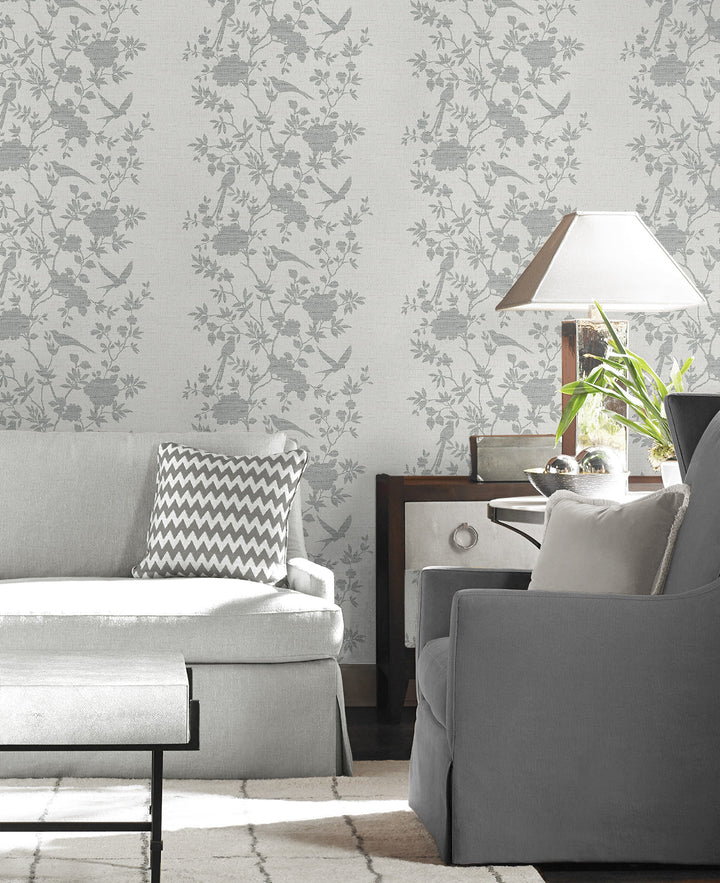 Aloha Bird Trail Heather Grey LN41008 by Lillian August Designer Wallpaper