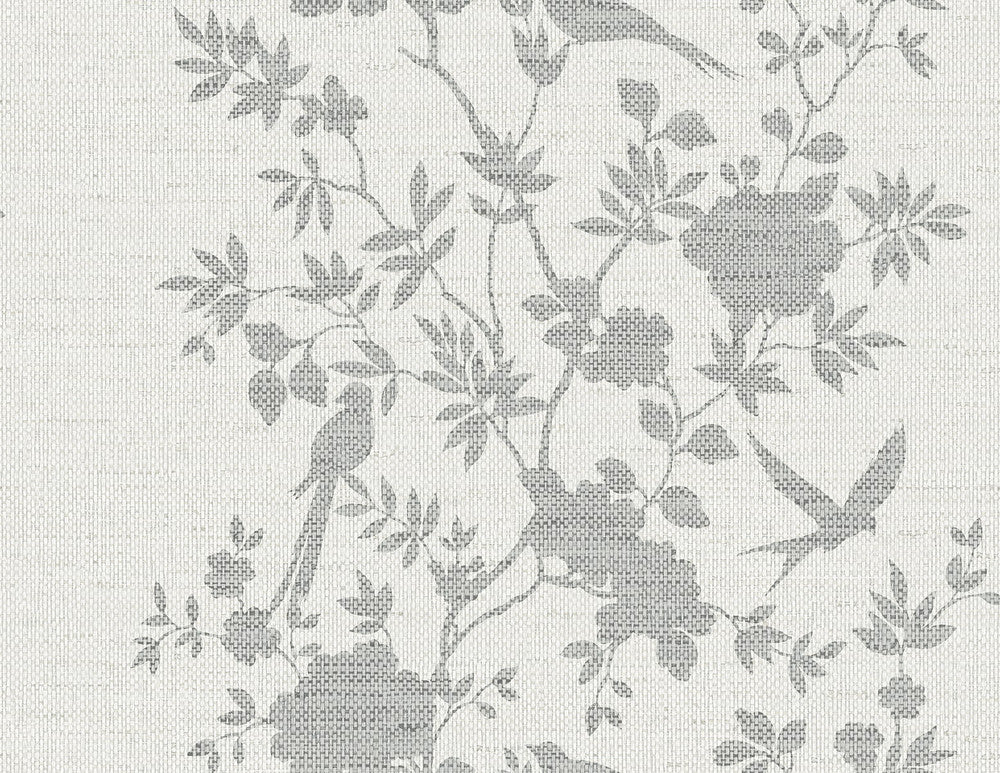 Aloha Bird Trail Heather Grey LN41008 by Lillian August Designer Wallpaper