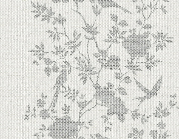 Aloha Bird Trail Heather Grey LN41008 by Lillian August Designer Wallpaper