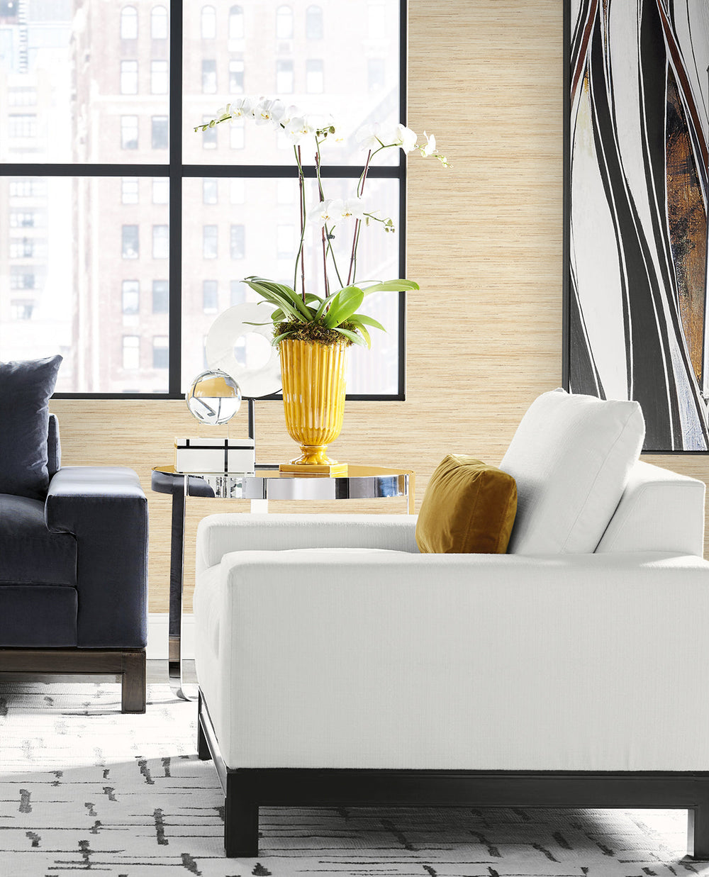 Loe Sanctuary Stria Wheat Grass LN41116 by Lillian August Designer Wallpaper