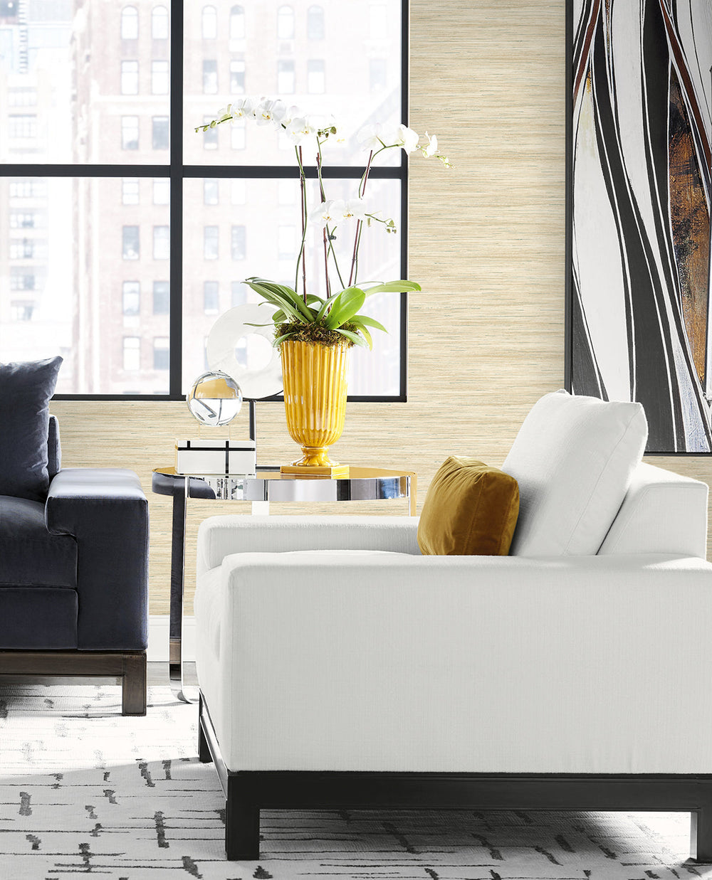 Loe Sanctuary Stria Lemongrass LN41124 by Lillian August Designer Wallpaper