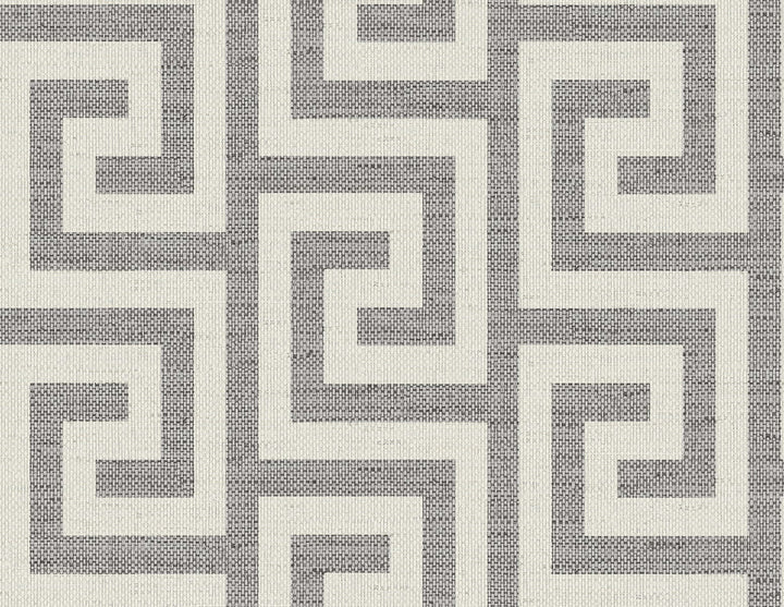 Luna Retreat Greek Key Charcoal LN41200 by Lillian August Designer Wallpaper