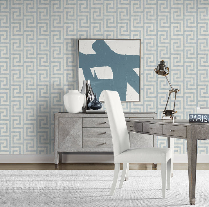 Luna Retreat Greek Key Skylight LN41202 by Lillian August Designer Wallpaper