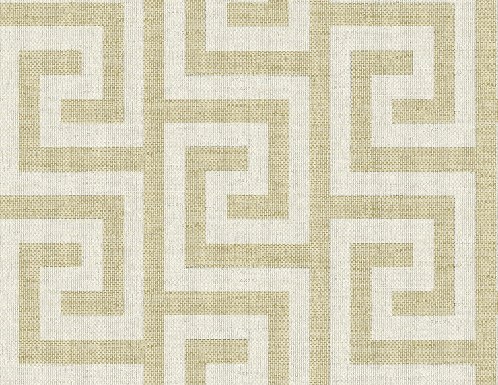 Luna Retreat Greek Key Golden LN41203 by Lillian August Designer Wallpaper