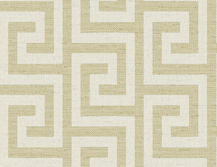 Luna Retreat Greek Key Golden LN41203 by Lillian August Designer Wallpaper