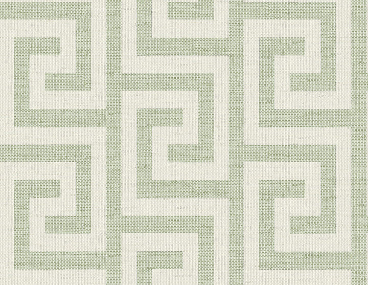 Luna Retreat Greek Key Green Ivy LN41204 by Lillian August Designer Wallpaper