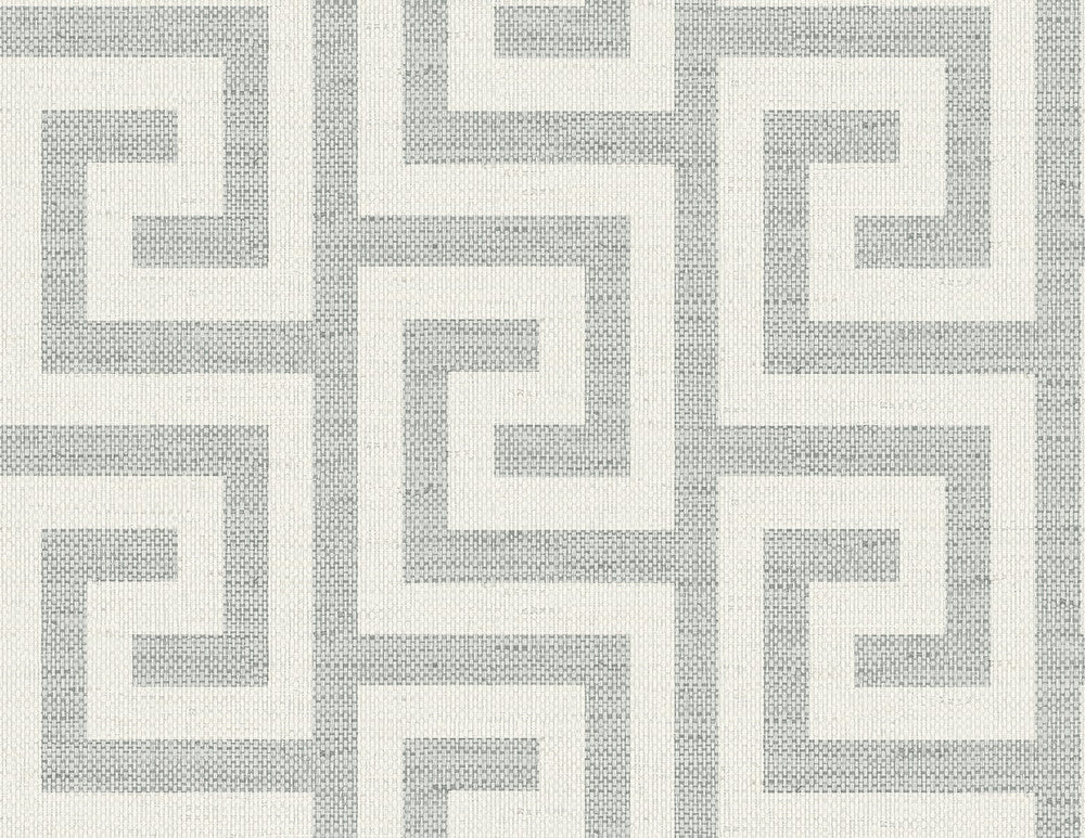 Luna Retreat Greek Key Pewter LN41208 by Lillian August Designer Wallpaper