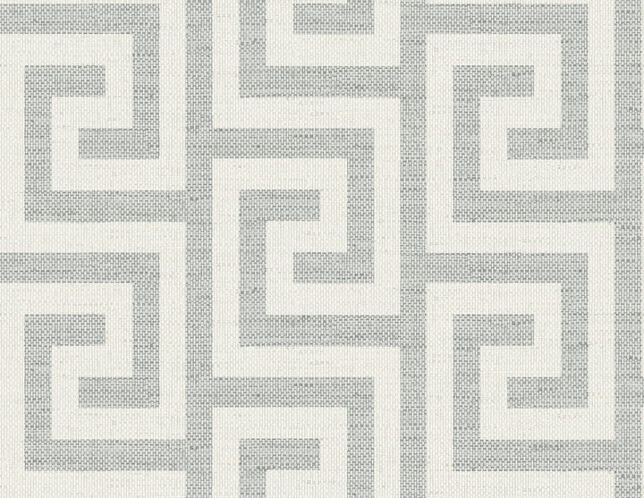 Luna Retreat Greek Key Pewter LN41208 by Lillian August Designer Wallpaper