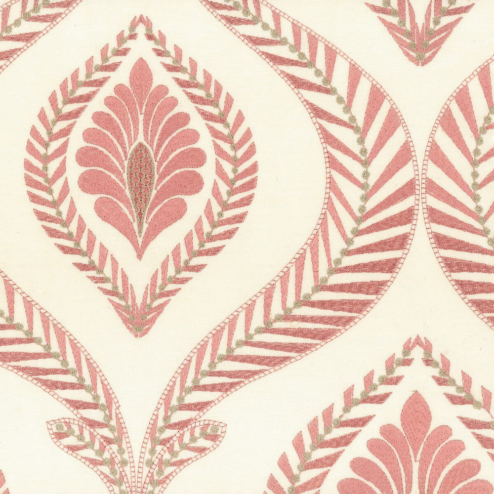 Loretta 1 Coral by Stout Designer Fabric EMBROIDERY IV 100%COT %BEMB INDIA </p><p>Repeat: 15.125 51.5 in - Swanky Fabrics -