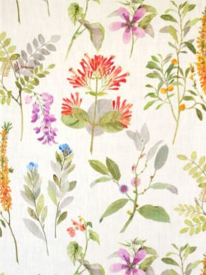 Sissinghurst Coral Multi LO50160003 by Grey Watkins Designer Fabric 100% LINEN AUSTRIA MEDIUM DUTY Horizontal: 34" and Vertical: 28.5" 57 - Swanky Fabrics -