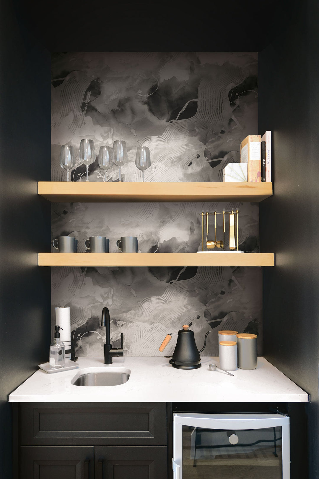 Notch Trowel Abstract Grayscale LW50200 by Seabrook Designs Designer Wallpaper