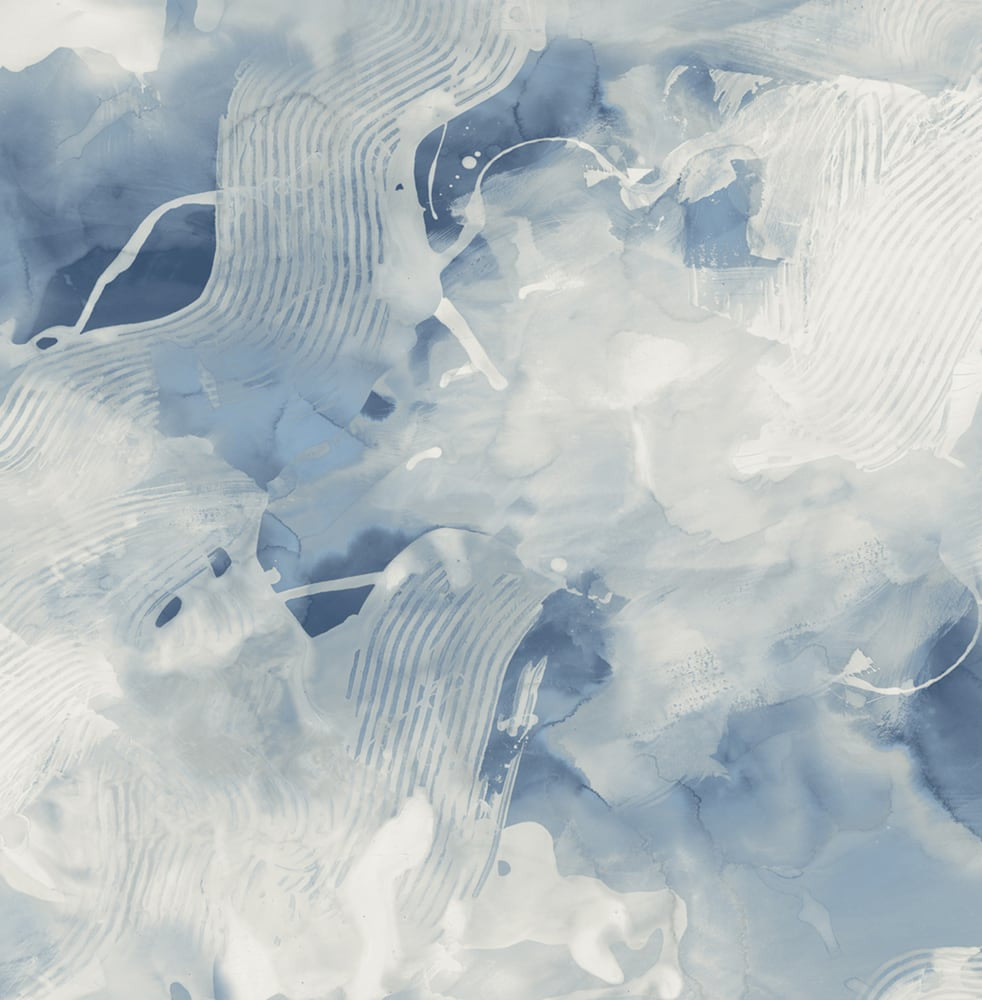 Notch Trowel Abstract Blue Lake and Frost LW50202 by Seabrook Designs Designer Wallpaper