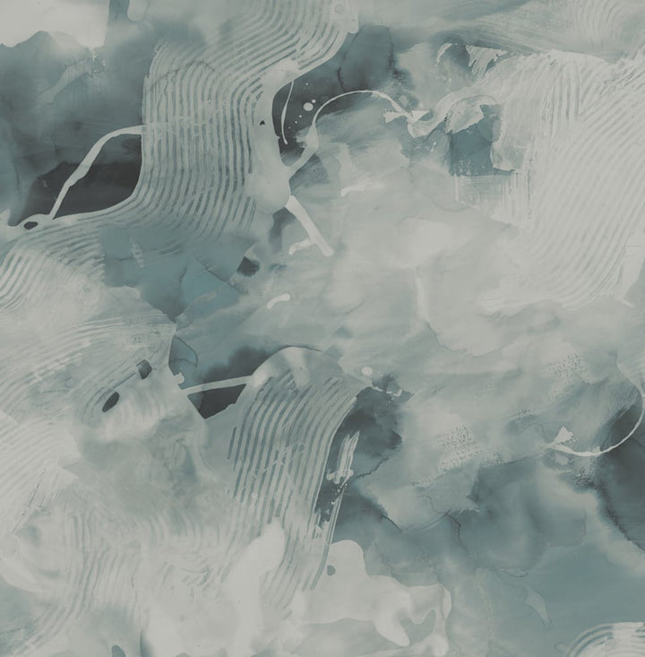 Notch Trowel Abstract Sea Green and Pearl LW50204 by Seabrook Designs Designer Wallpaper