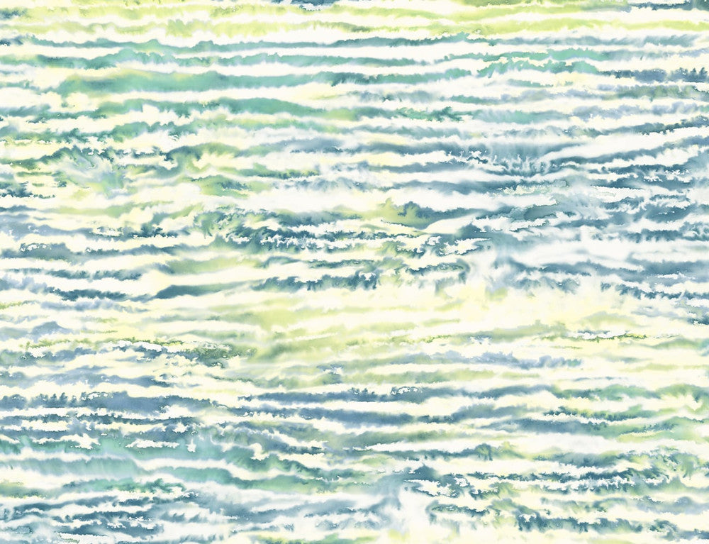 Watercolor Waves Deep Sea and Spring Green LW50504 by Seabrook Designs Designer Wallpaper