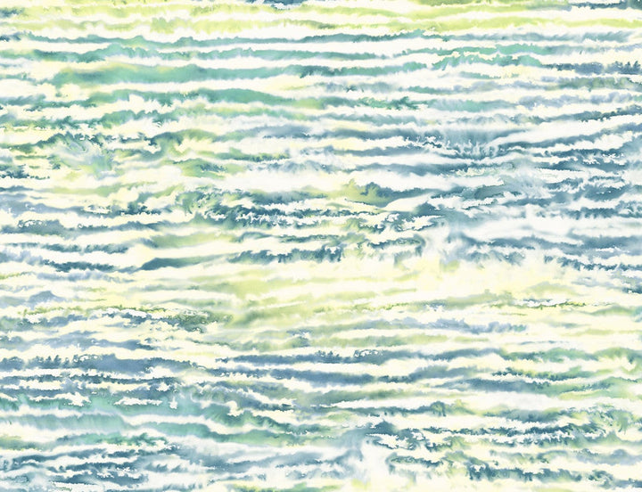 Watercolor Waves Deep Sea and Spring Green LW50504 by Seabrook Designs Designer Wallpaper