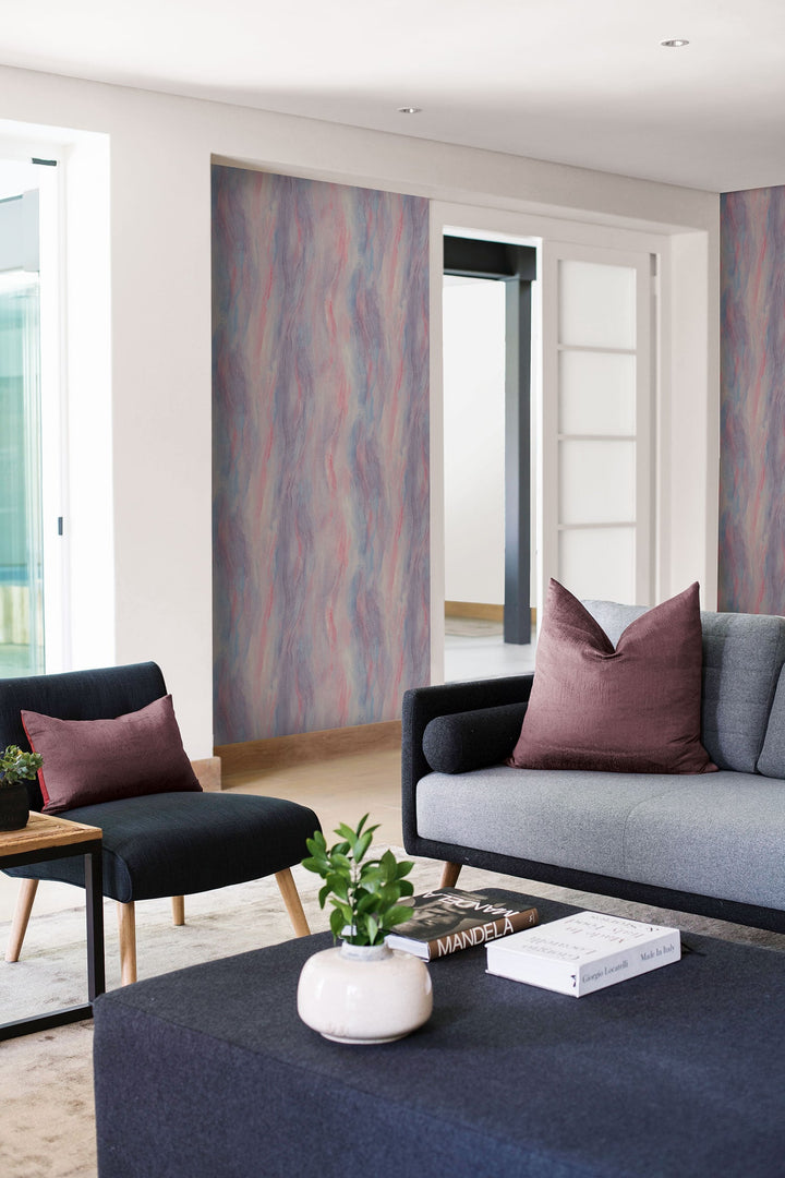 Smoke Texture Embossed Vinyl Bluestone and Rosewood LW50901 by Seabrook Designs Designer Wallpaper