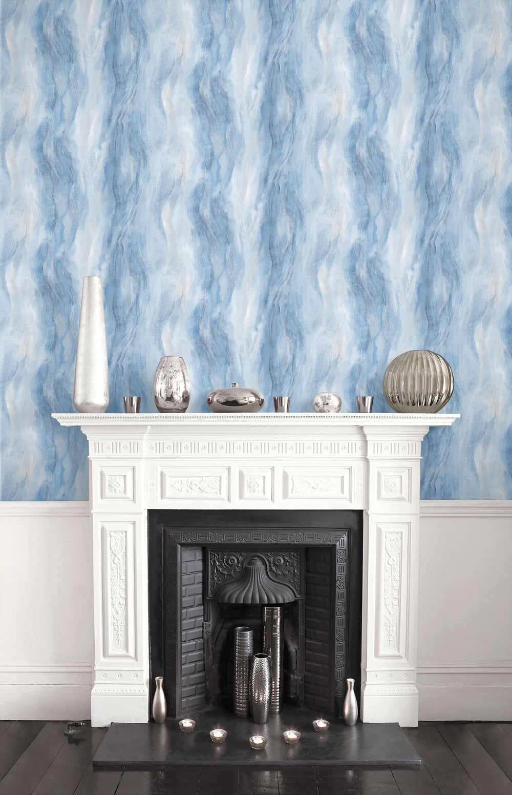 Smoke Texture Embossed Vinyl Blue Lake LW50902 by Seabrook Designs Designer Wallpaper