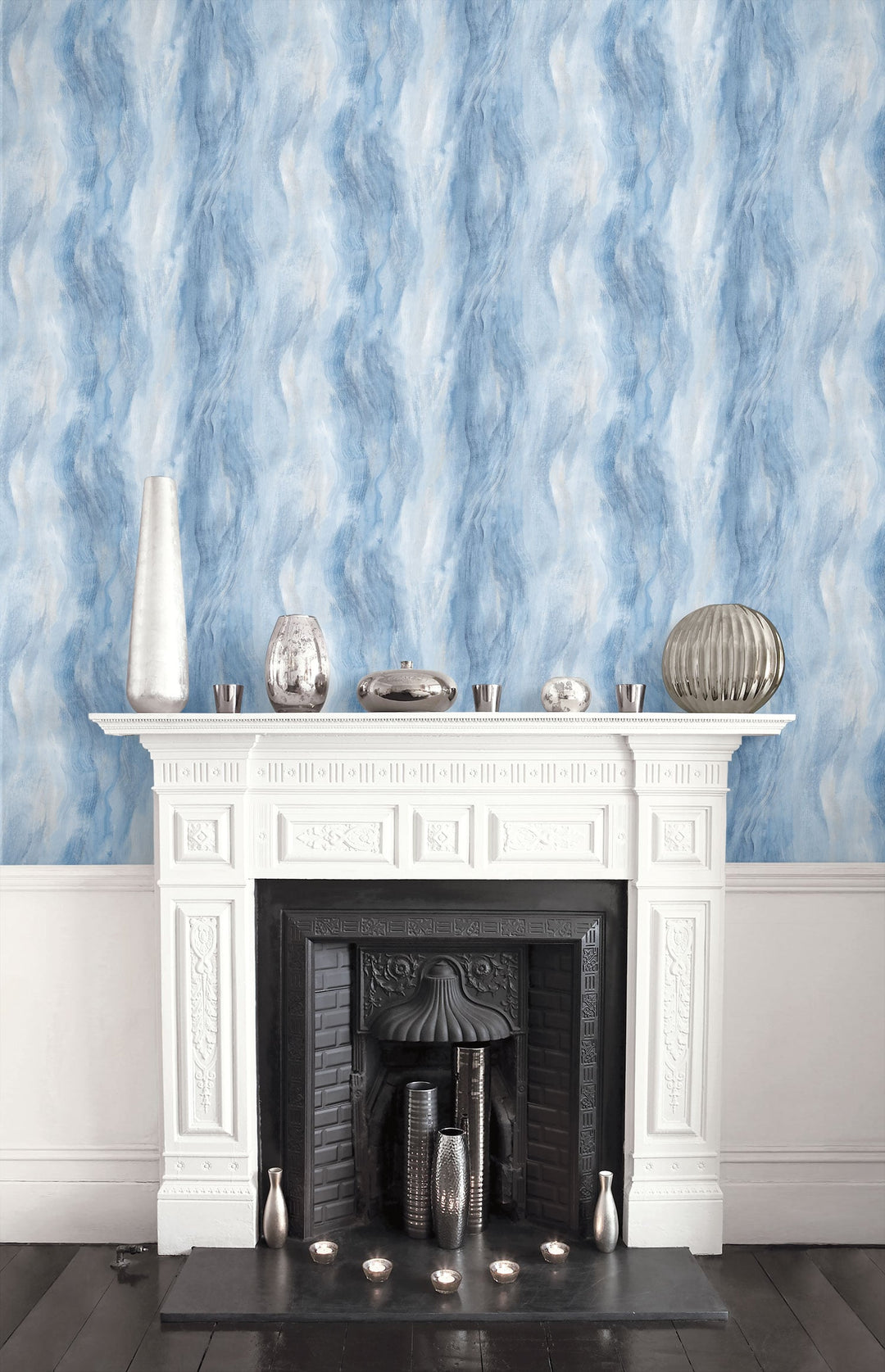 Smoke Texture Embossed Vinyl Blue Lake LW50902 by Seabrook Designs Designer Wallpaper