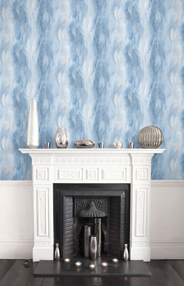Smoke Texture Embossed Vinyl Blue Lake LW50902 by Seabrook Designs Designer Wallpaper