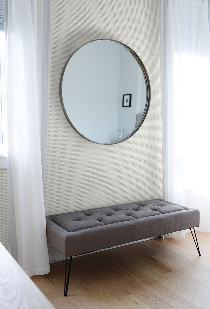 Faux Wool Weave Metallic Silver and Greige LW51000 by Seabrook Designs Designer Wallpaper