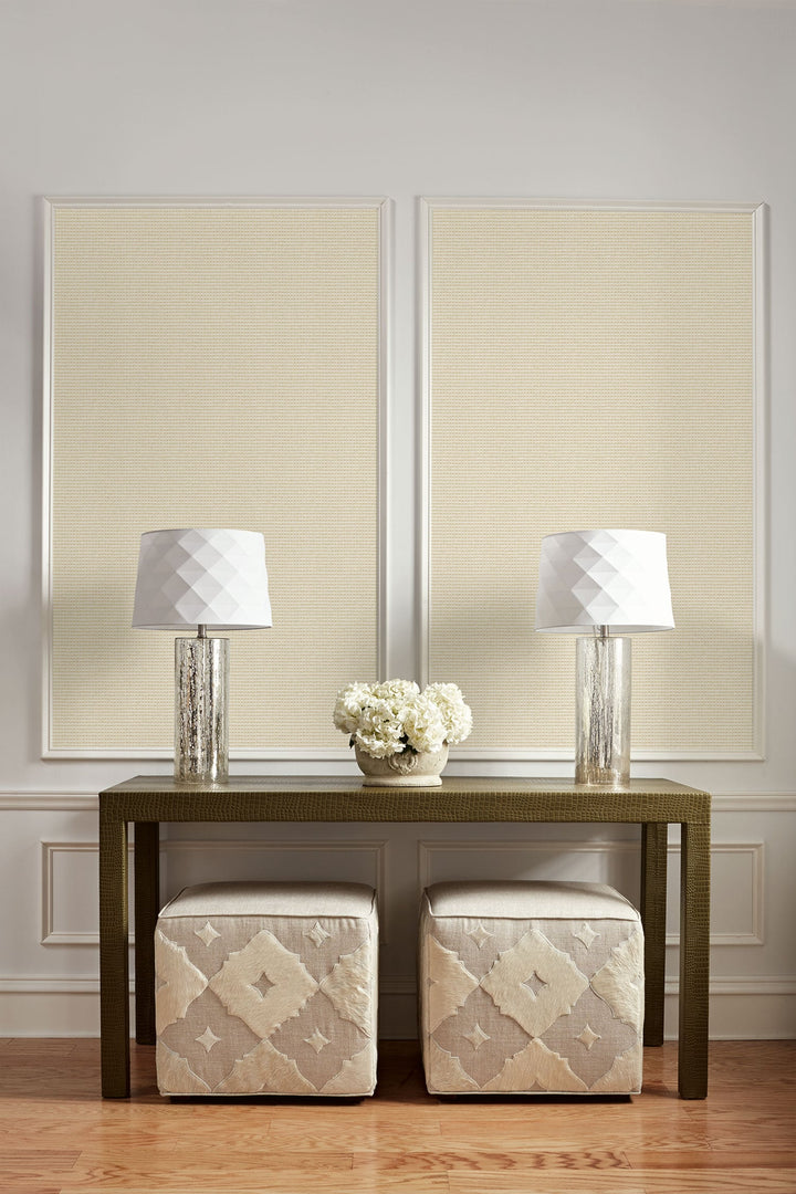 Faux Wool Weave Metallic Gold and Cream LW51005 by Seabrook Designs Designer Wallpaper