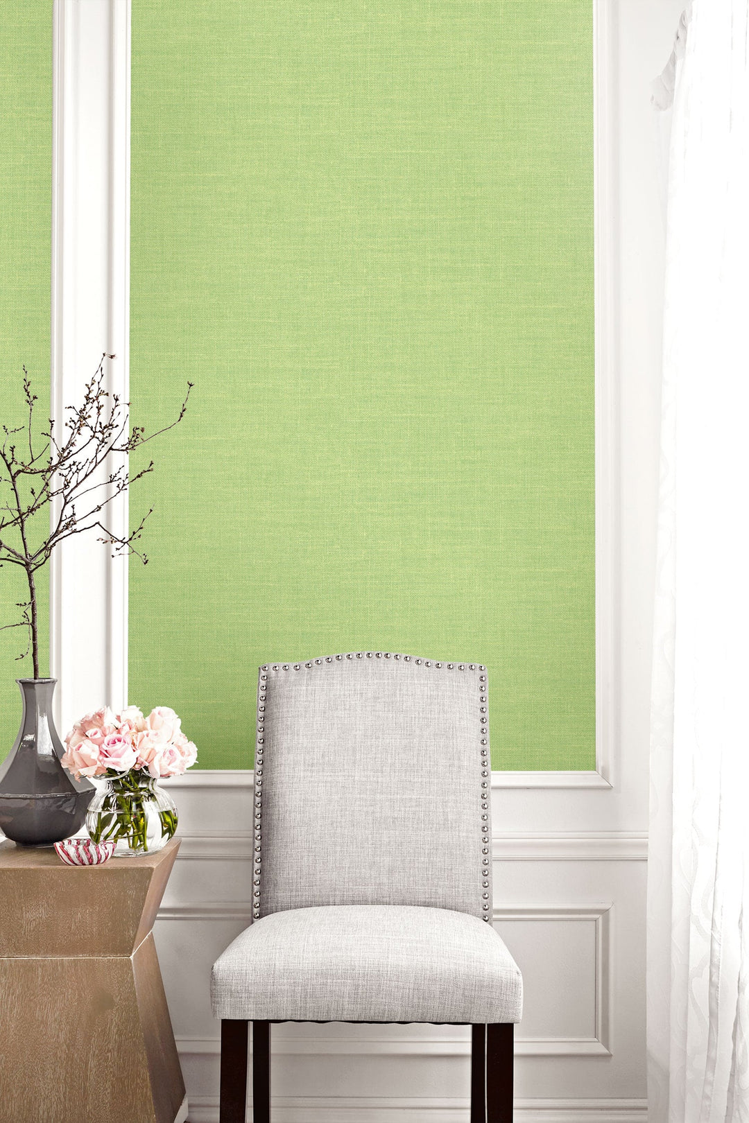 Hopsack Embossed Vinyl Green Apple LW51114 by Seabrook Designs Designer Wallpaper