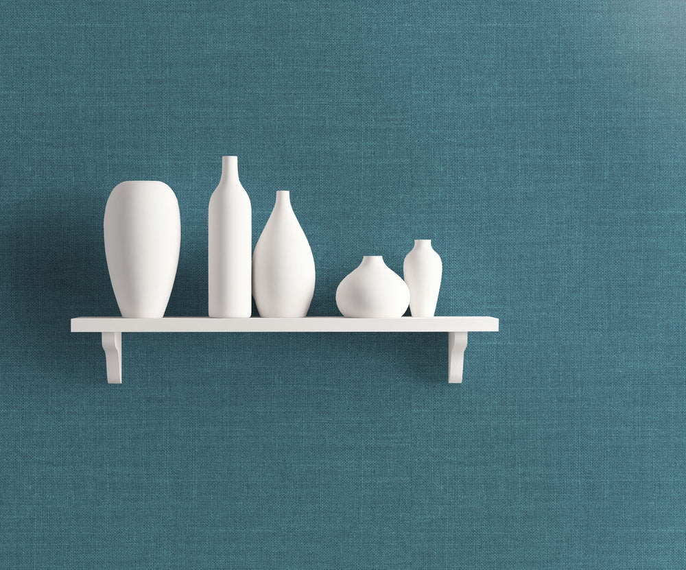 Hopsack Embossed Vinyl Victorian Teal LW51124 by Seabrook Designs Designer Wallpaper