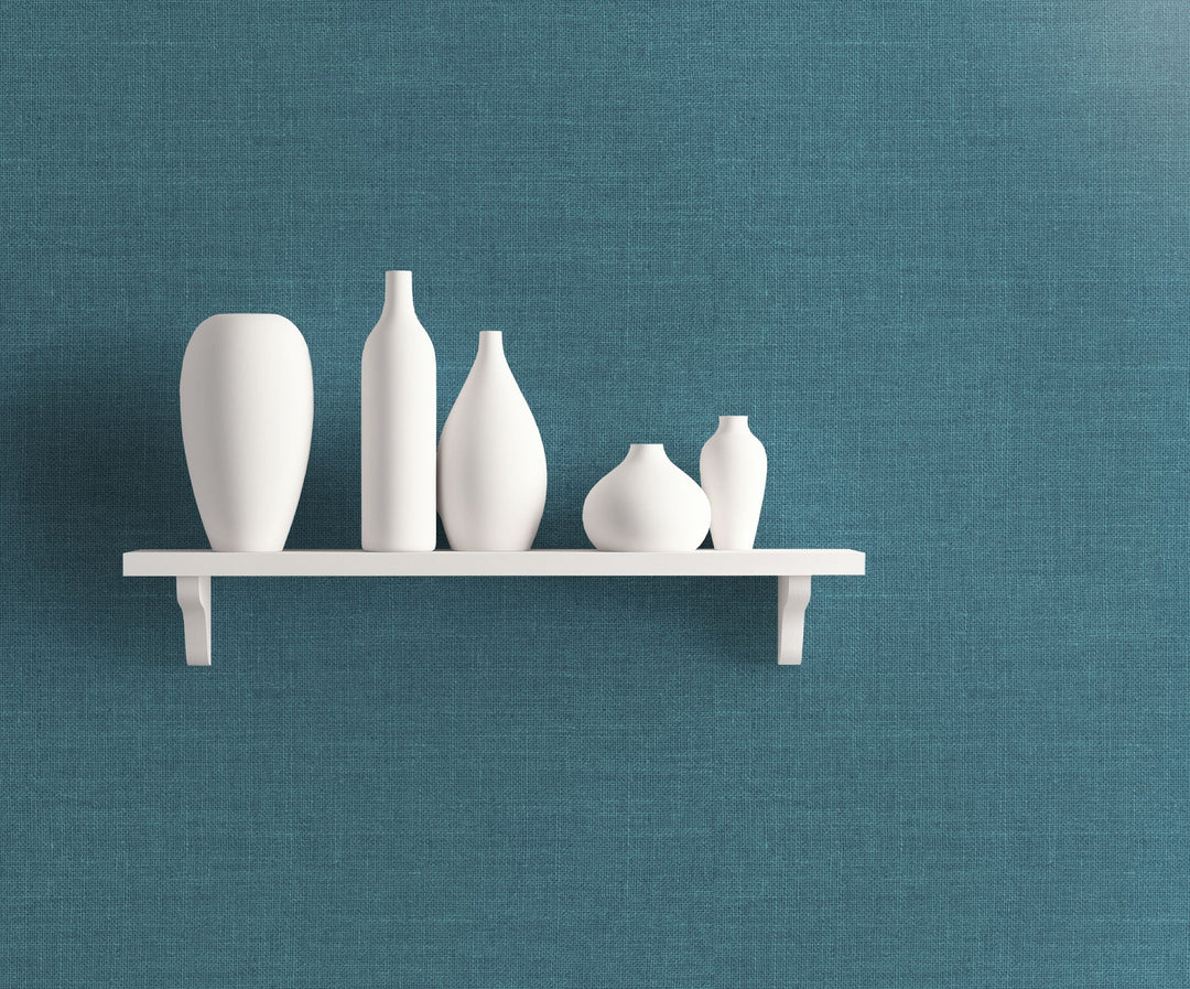 Hopsack Embossed Vinyl Victorian Teal LW51124 by Seabrook Designs Designer Wallpaper