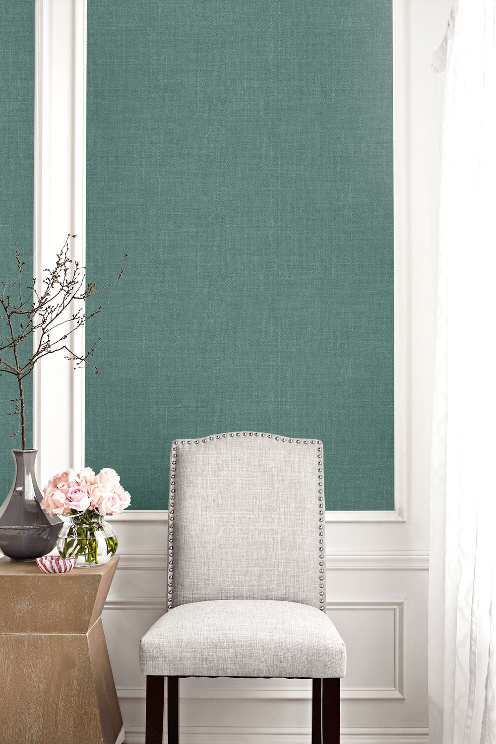 Hopsack Embossed Vinyl Phthalo Green LW51134 by Seabrook Designs Designer Wallpaper