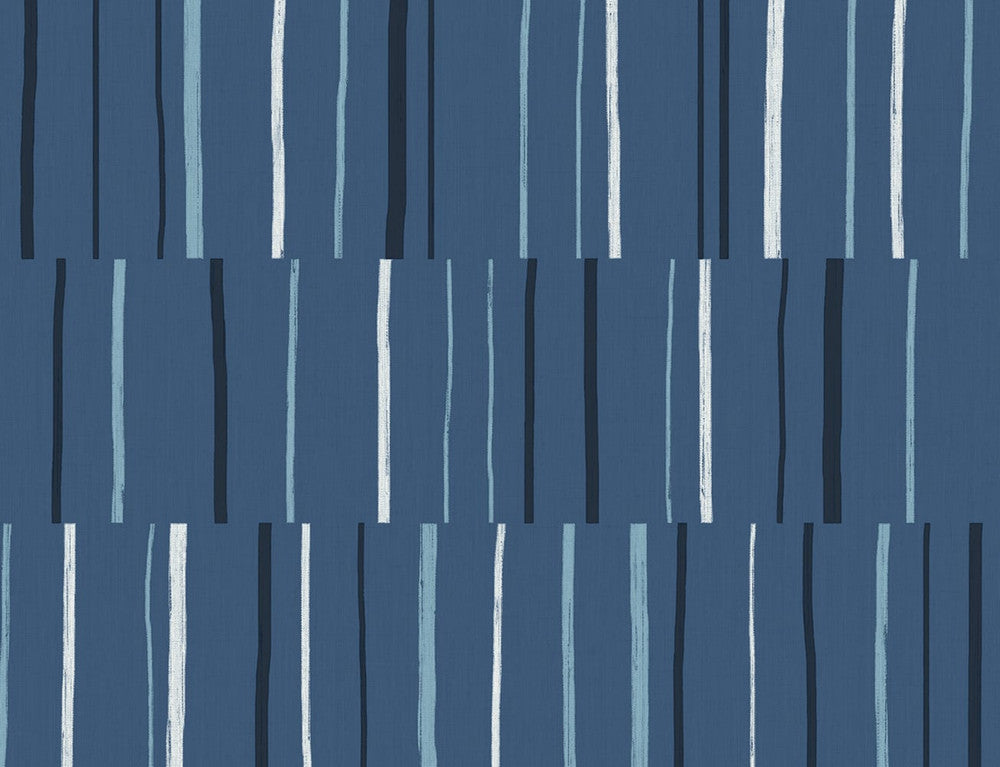 Block Lines Blueberry, Midnight, and Blue Skies LW51202 by Seabrook Designs Designer Wallpaper