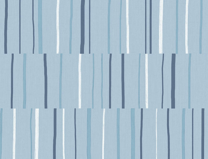 Block Lines Bluebird, Navy, and Glacier White LW51212 by Seabrook Designs Designer Wallpaper