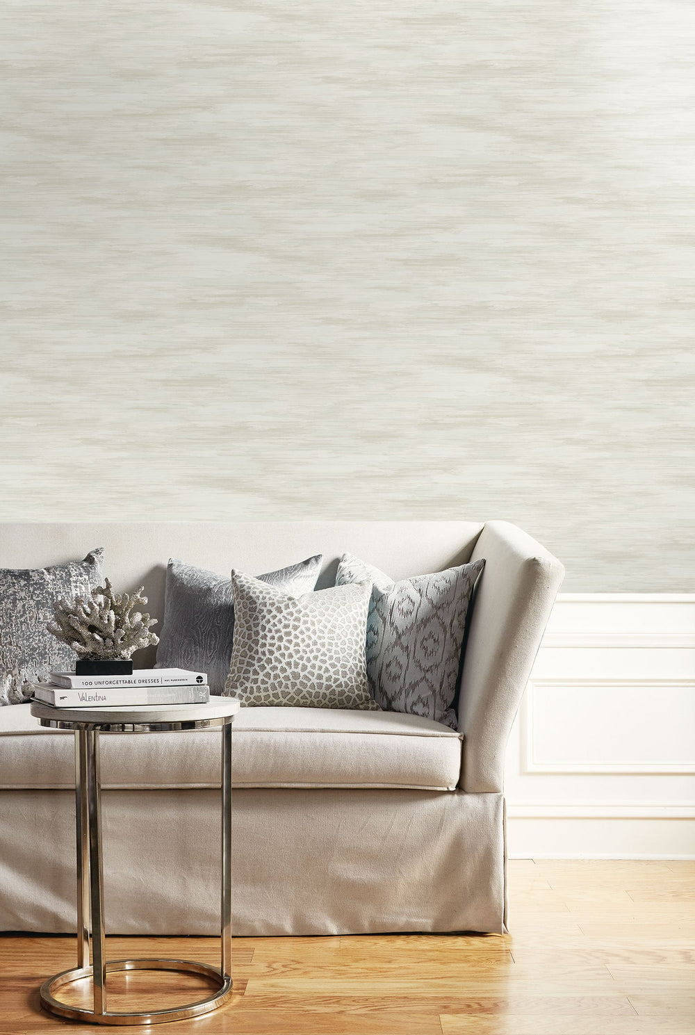 Stria Wash Ivory LW51400 by Seabrook Designs Designer Wallpaper