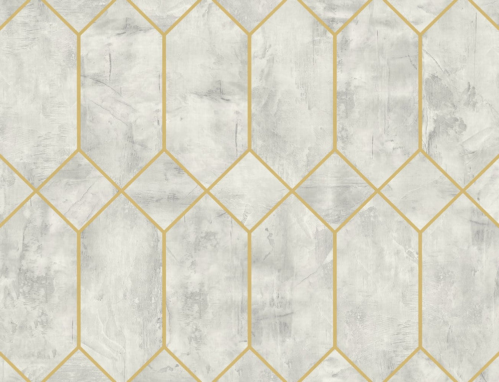Geo Faux Silver Birch and Metallic Gold LW51610 by Seabrook Designs Designer Wallpaper