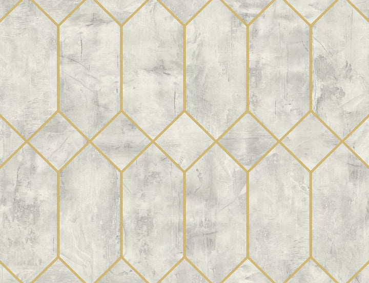 Geo Faux Silver Birch and Metallic Gold LW51610 by Seabrook Designs Designer Wallpaper