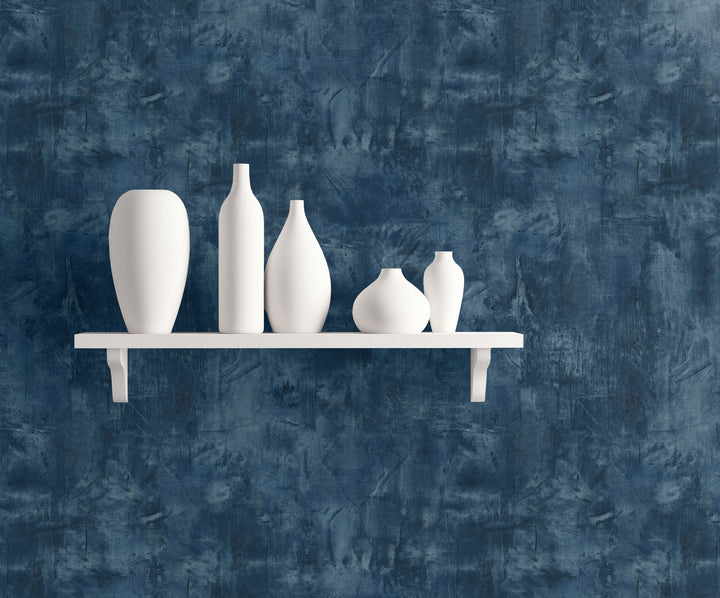 Rustic Stucco Faux Denim Blue LW51702 by Seabrook Designs Designer Wallpaper