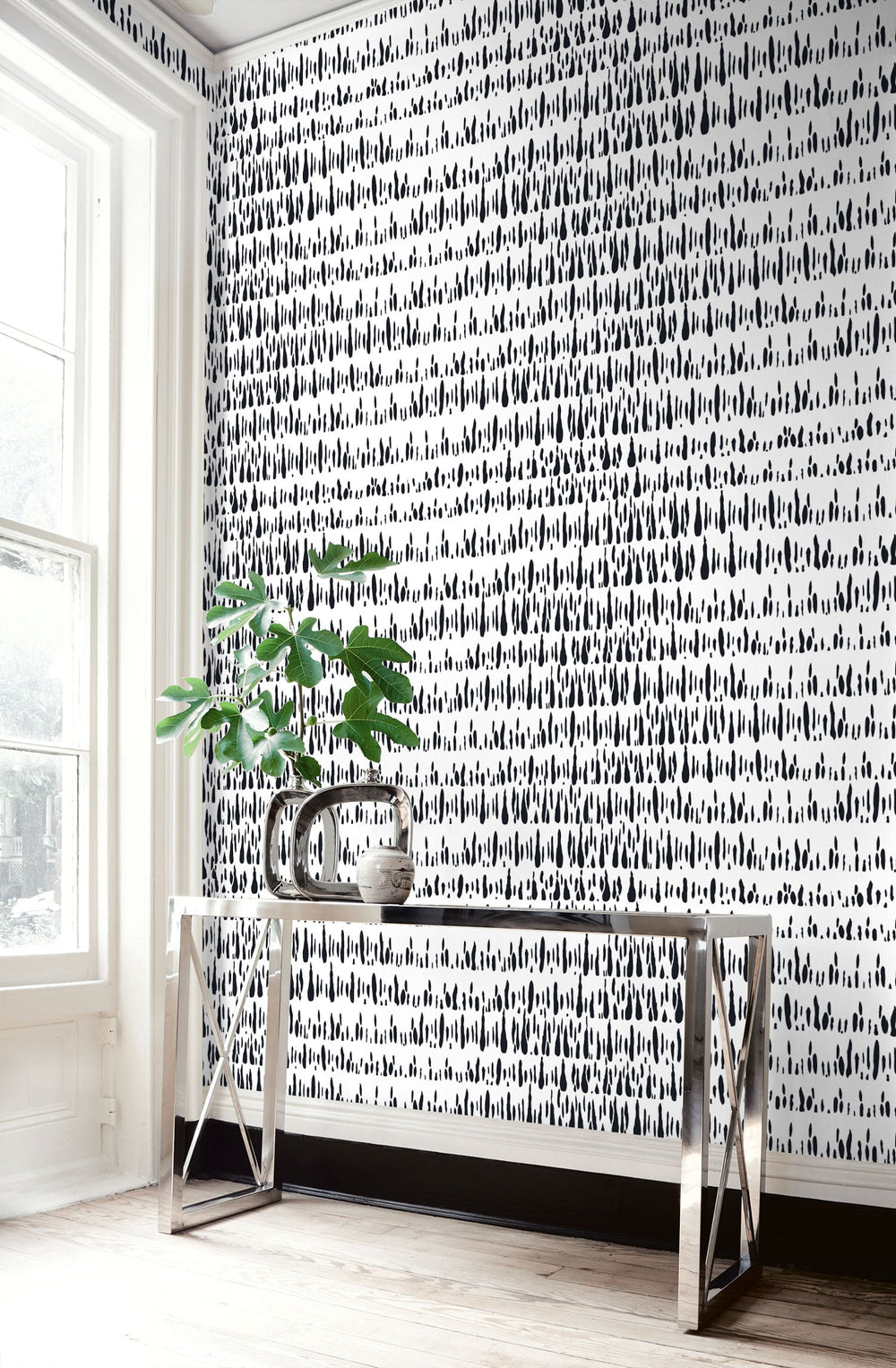 Brush Marks Black and White LW51800 by Seabrook Designs Designer Wallpaper