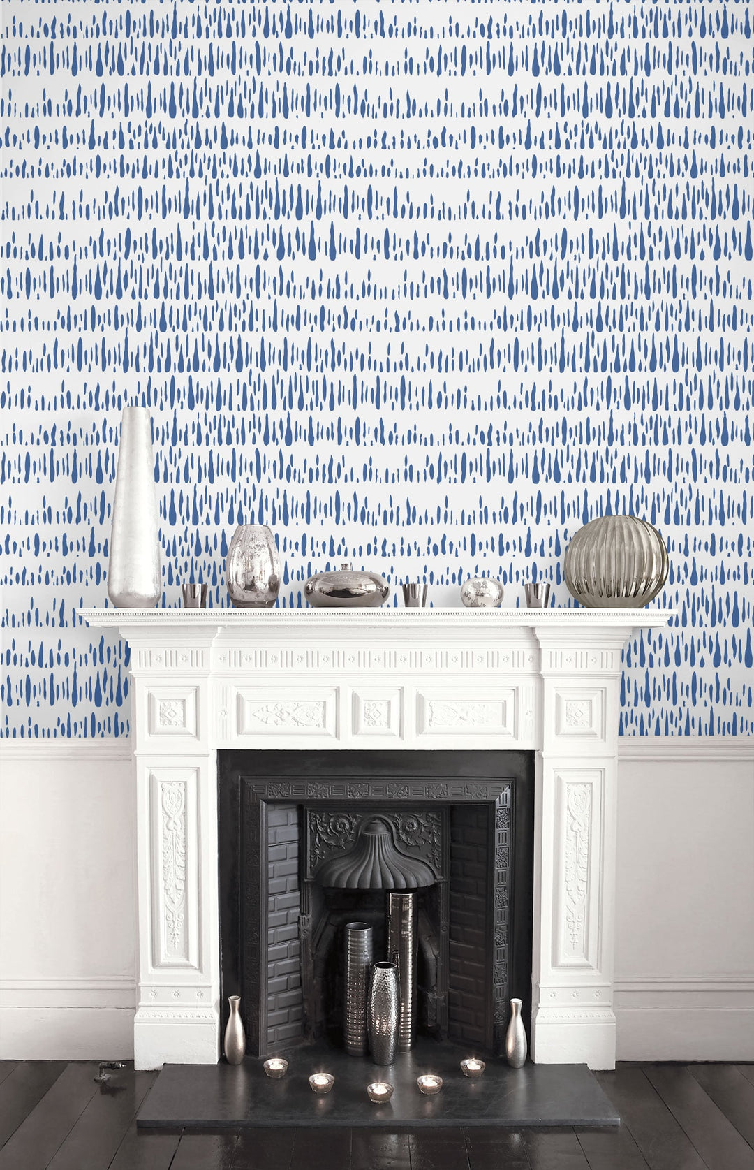 Brush Marks Navy and White LW51802 by Seabrook Designs Designer Wallpaper