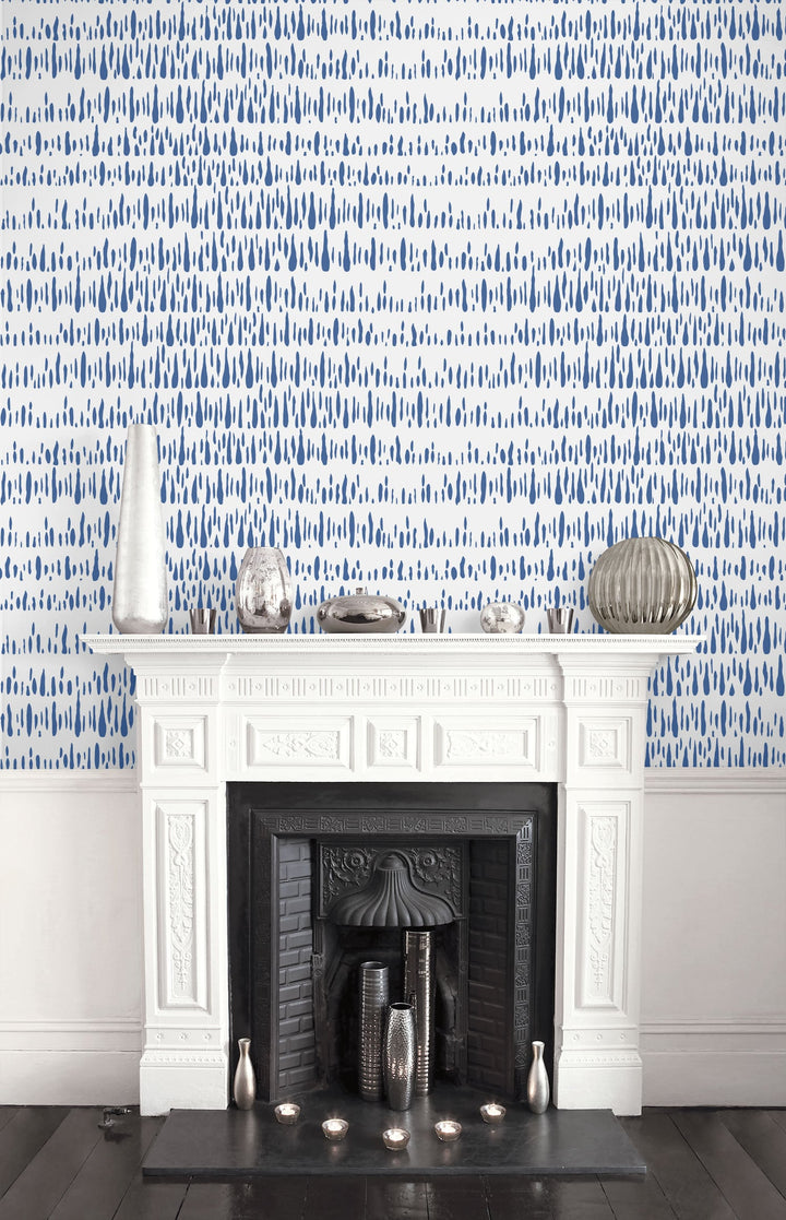 Brush Marks Navy and White LW51802 by Seabrook Designs Designer Wallpaper
