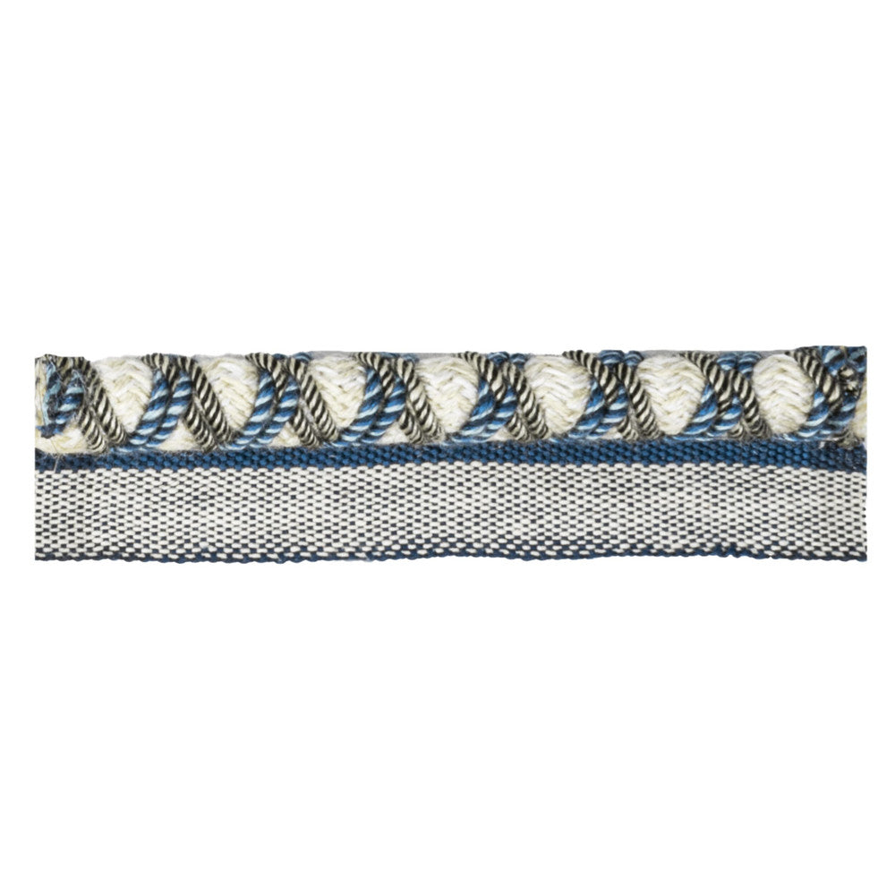 Lyric 1 Denim by Stout Trim Stout Trim Lyric 1 DenimTrim VISIONS OF COLOR TRIM 46%POL 39%COT 15%ACR TURKEY </p><p>Repeat: H: 0.375, V: 0.000 0.38 in - Fabric Carolina -