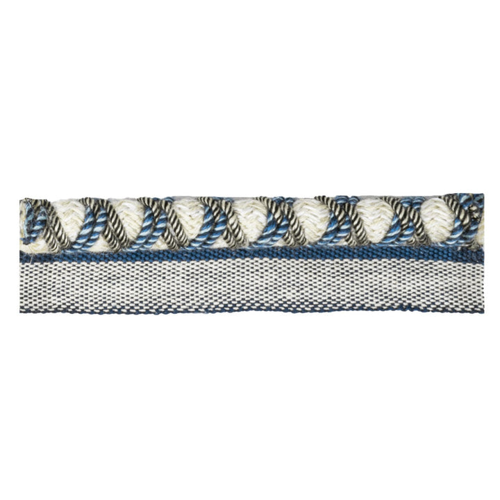Lyric 1 Denim by Stout Trim Stout Trim Lyric 1 DenimTrim VISIONS OF COLOR TRIM 46%POL 39%COT 15%ACR TURKEY </p><p>Repeat: H: 0.375, V: 0.000 0.38 in - Fabric Carolina -