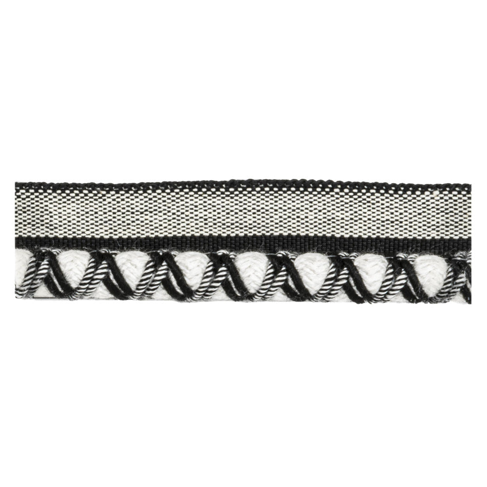 Lyric 3 Storm by Stout Designer Trim VISIONS OF COLOR TRIM 46%POL 39%COT 15%ACR TURKEY Horizontal: 0.375 and Vertical: 0.000 0.38 in - Swanky Fabrics -
