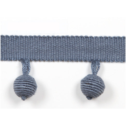 Le Lin Beaded Fringe - Blue by Europatex Designer Fabric Le Lin Collection 63% Linen / 37% Rayon China See Sample Horizontal: N/A and Vertical: N/A 1.46 inches  - Swanky Fabrics -