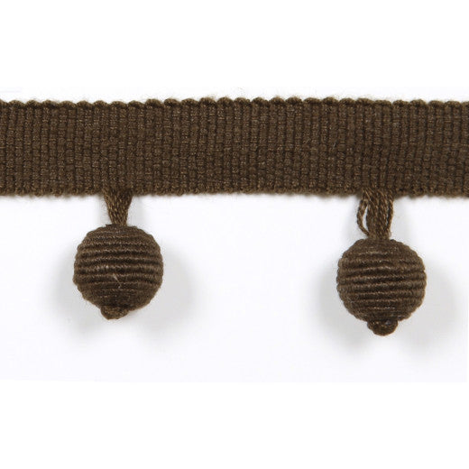 Le Lin Beaded Fringe - Brown by Europatex Designer Fabric Le Lin Collection 63% Linen / 37% Rayon China See Sample Horizontal: N/A and Vertical: N/A 1.46 inches  - Swanky Fabrics -