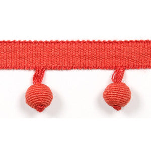 Europatex Fabric Le Lin Beaded Fringe Dark Coral